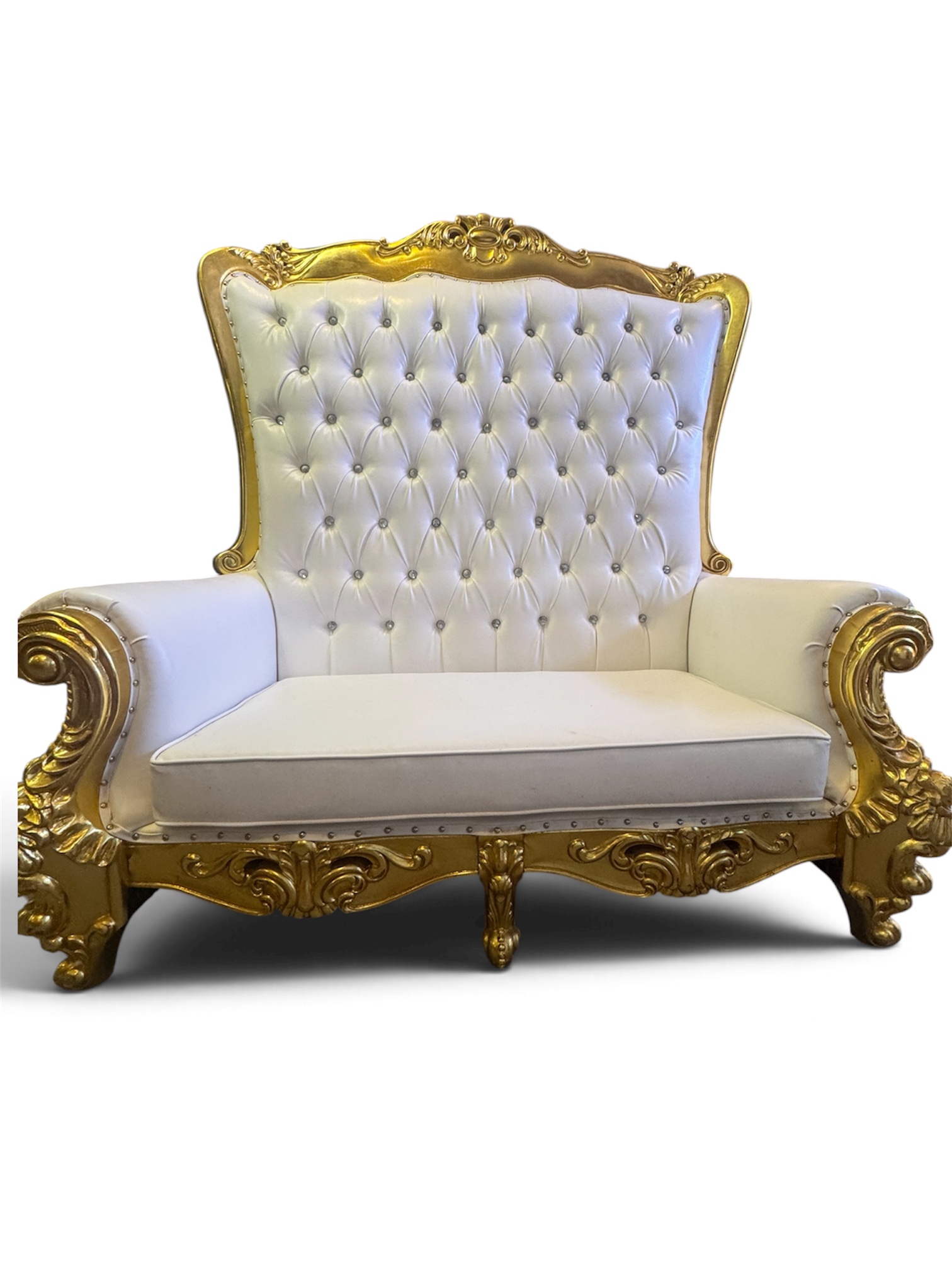 Gold and white throne couch